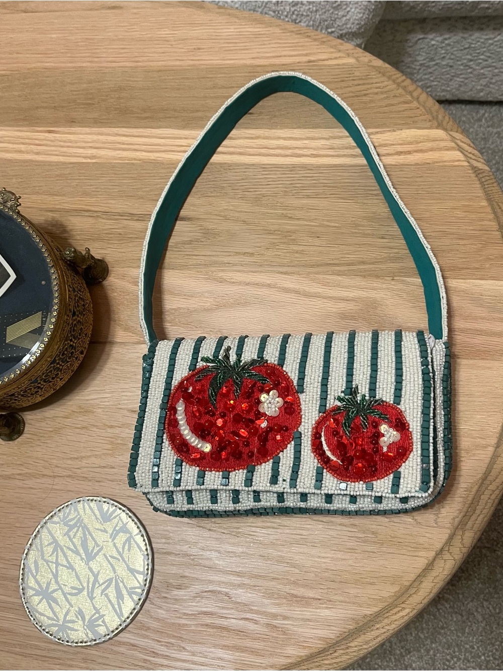 Beaded Red Tomato Shoulder Bag - Women